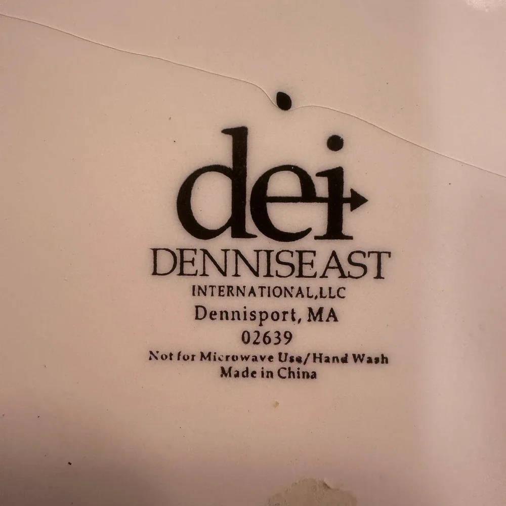 Denniseast Ceramic Flip Flop‎ Divided Serving Dish Blue Yellow Dots Green
